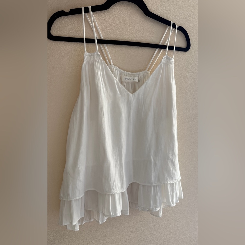 Mustard Seed White Layered Ruffle Blouse